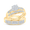 10kt Yellow Gold His Hers Round Diamond Cluster Matching Wedding Set 1/3 Cttw