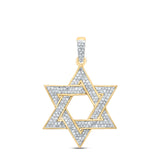 10kt Yellow Gold Mens Round Diamond Magen Star of David Charm Pendant 1/2 Cttw