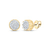 10kt Yellow Gold Round Diamond Cluster Earrings 1/4 Cttw