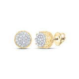10kt Yellow Gold Round Diamond Cluster Earrings 1/4 Cttw