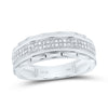 10kt White Gold Mens Round Diamond Wedding Scalloped Edge Band Ring 1/5 Cttw