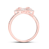 10kt Rose Gold Womens Round Diamond Bypass Teardrop Ring 3/8 Cttw