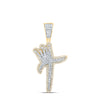 10kt Yellow Gold Mens Round Diamond T Crown Letter Charm Pendant 1 Cttw