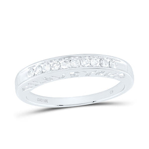 10kt White Gold Womens Round Diamond I Love You Band Ring 1/5 Cttw