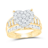 10kt Yellow Gold Round Diamond Heart Bridal Wedding Engagement Ring 2 Cttw