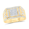 10kt Yellow Gold Mens Round Diamond Square Ring 3/8 Cttw