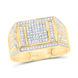 10kt Yellow Gold Mens Round Diamond Square Ring 3/8 Cttw