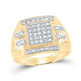 10kt Yellow Gold Mens Round Diamond Square Cluster Ring 1/3 Cttw