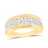10kt Yellow Gold Mens Round Diamond Wedding Double Row Band Ring 3/4 Cttw