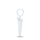 10kt White Gold Womens Round Diamond Initial V Letter Pendant 1/20 Cttw
