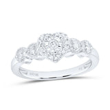 10kt White Gold Womens Round Diamond Heart Ring 1/5 Cttw