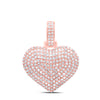 10kt Rose Gold Mens Round Diamond Heart Charm Pendant 3/4 Cttw