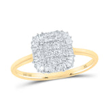 10kt Yellow Gold Womens Round Diamond Square Ring 1/4 Cttw