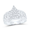 Sterling Silver Round Diamond Teardrop Bridal Wedding Engagement Ring 1 Cttw