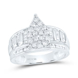 Sterling Silver Round Diamond Teardrop Bridal Wedding Engagement Ring 1 Cttw