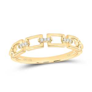 14kt Yellow Gold Womens Round Diamond Chain Link Stackable Band Ring .03 Cttw