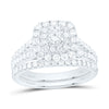 14kt White Gold Princess Diamond Halo Bridal Wedding Ring Band Set 1-1/2 Cttw