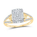 10kt Yellow Gold Womens Round Diamond Cluster Ring 1/6 Cttw