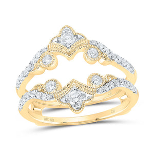 10kt Yellow Gold Womens Round Diamond Wrap Enhancer Wedding Band 1/2 Cttw