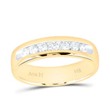 14kt Yellow Gold Mens Round Diamond Wedding Single Row Band Ring 1/2 Cttw
