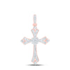 10kt Rose Gold Womens Round Diamond Cross Pendant 1/5 Cttw