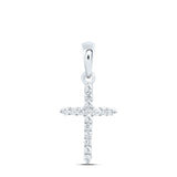 10kt Yellow Gold Womens Round Diamond Cross Pendant 1/6 Cttw