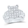 10kt White Gold Round Diamond Cluster Bridal Wedding Engagement Ring 2 Cttw