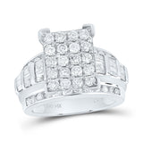 10kt White Gold Round Diamond Cluster Bridal Wedding Engagement Ring 2 Cttw