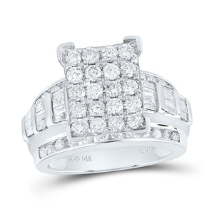 10kt White Gold Round Diamond Cluster Bridal Wedding Engagement Ring 2 Cttw