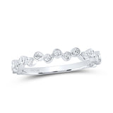 10kt White Gold Womens Round Diamond Stackable Band Ring 1/4 Cttw