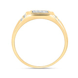 14kt Yellow Gold Mens Round Diamond Square Cluster Ring 1/4 Cttw