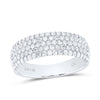 14kt White Gold Womens Round Diamond Machine-set Pave Band Ring 3/4 Cttw