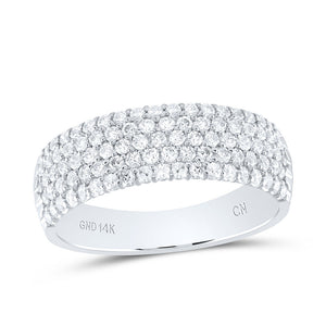 14kt White Gold Womens Round Diamond Machine-set Pave Band Ring 3/4 Cttw