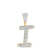 10kt Two-tone Gold Mens Round Diamond I Initial Letter Charm Pendant 5/8 Cttw