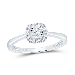 10kt White Gold Womens Round Diamond Halo Promise Ring 1/6 Cttw
