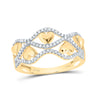 10kt Yellow Gold Womens Round Diamond Heart Band Ring 1/5 Cttw