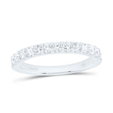 14kt White Gold Womens Round Diamond Wedding Single Row Band 1/2 Cttw