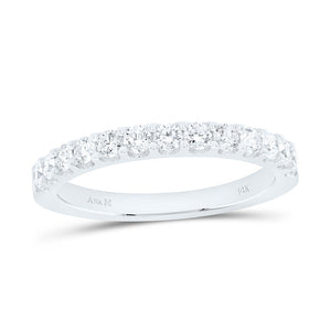 14kt White Gold Womens Round Diamond Wedding Single Row Band 1/2 Cttw