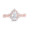 14kt Rose Gold Pear Diamond Halo Bridal Wedding Engagement Ring 1 Cttw