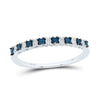 10kt White Gold Womens Round Blue Color Enhanced Diamond Band Ring 1/4 Cttw