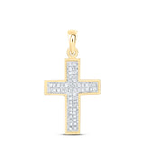 10kt Yellow Gold Womens Round Diamond Cross Pendant 1/6 Cttw