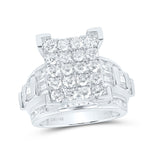 10kt White Gold Round Diamond Cluster Bridal Wedding Engagement Ring 3 Cttw