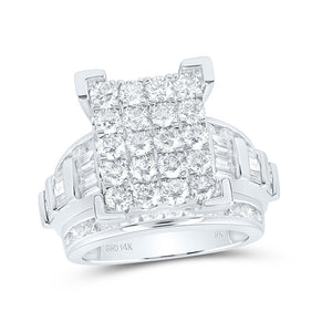 10kt White Gold Round Diamond Cluster Bridal Wedding Engagement Ring 3 Cttw