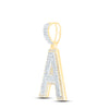 10kt Two-tone Gold Mens Round Diamond A Initial Letter Pendant 1/2 Cttw