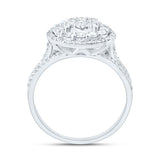 14kt White Gold Womens Round Diamond Halo Flower Cluster Ring 7/8 Cttw