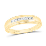 14kt Yellow Gold Mens Round Diamond Wedding Band Ring 1/12 Cttw