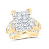10kt Yellow Gold Round Diamond Cluster Bridal Wedding Engagement Ring 3 Cttw