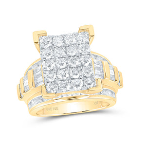 10kt Yellow Gold Round Diamond Cluster Bridal Wedding Engagement Ring 3 Cttw