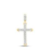 10kt Yellow Gold Mens Round Diamond Cross Charm Pendant 1/4 Cttw