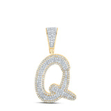 10kt Two-tone Gold Mens Round Diamond Q Initial Letter Charm Pendant 7/8 Cttw